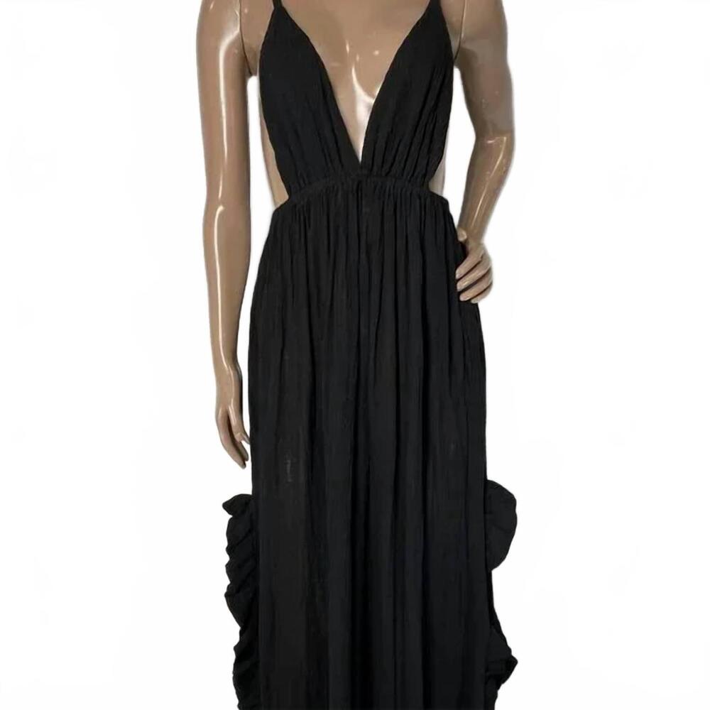 NEW SPIRITUM TULUM women's laura maxi dress in black